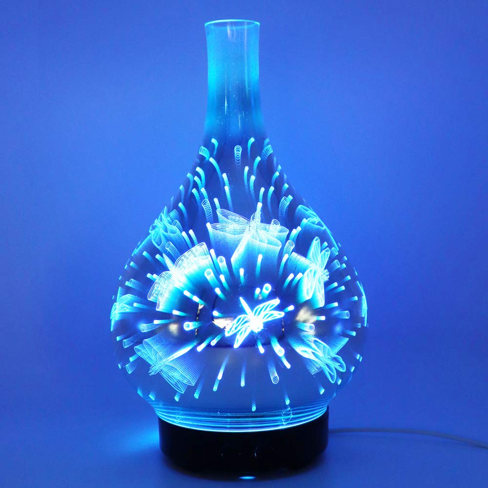 3D humidificateur de table en verre avec éclairage indirect et lumière colorée Diffuseur arôme aromatique purificateur d'air espace bureau médical