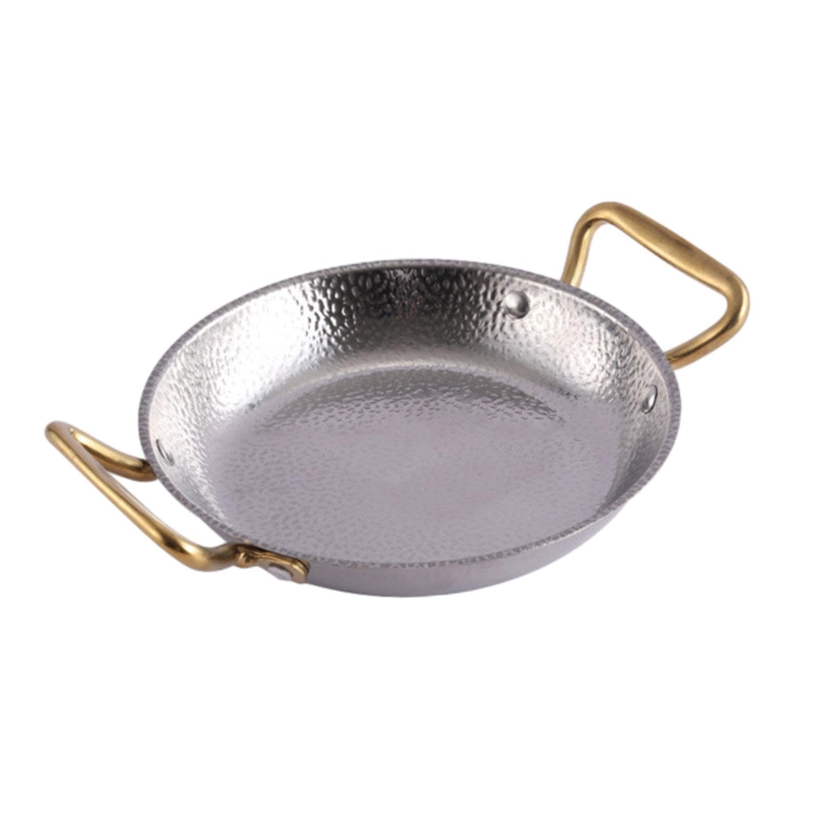 Trockene Schmorpfanne für Kimchi, Behälter mit Zwei Griffen für Suppen Und Nudeln, Polierte Und Fettabweisende Edelstahloberfläche, Ideal für, 28CM, Silber-Gold-Ohren