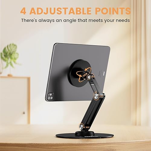 Miniatura 6 de Soporte magnético para iPad, soporte plegable de aleación de aluminio para escritorio, soporte giratorio ajustable de 360, accesorios portátiles