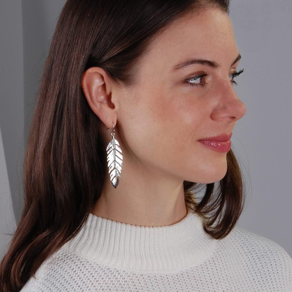 Leaf Earrings for Women - Long Hanging Boho Feather Earrings Plated in Gold, Silver, or Rose Gold Tone - Image 5