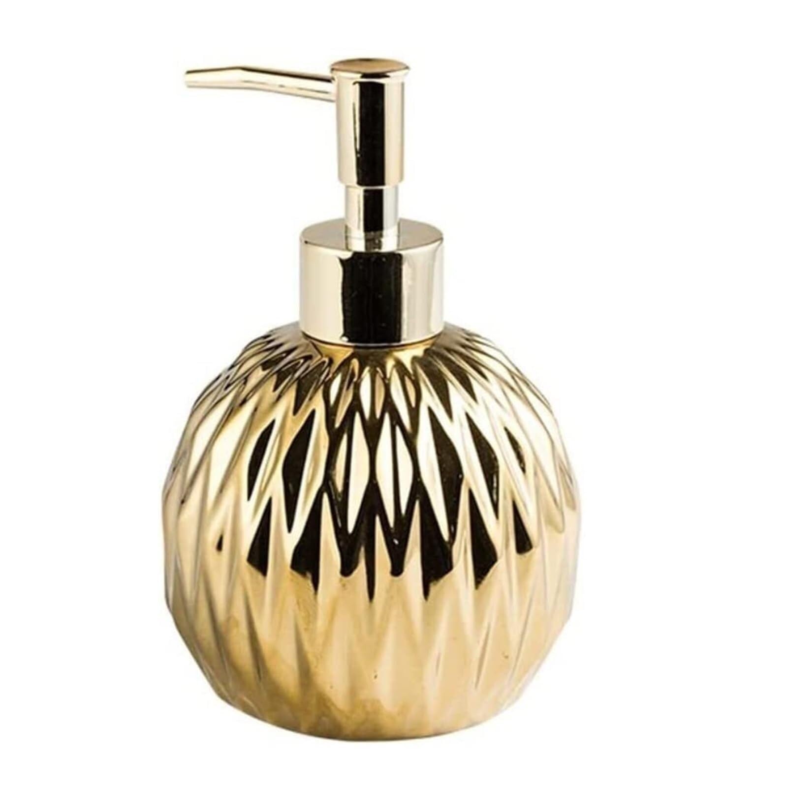 Set di accessori per il bagno Dispenser di sapone in ceramica forma rotonda for lozione da 400 ml/13,5 oz, decorazione bagno in stile costiero Arredamento per gli affittuari(Gold,1 piece)