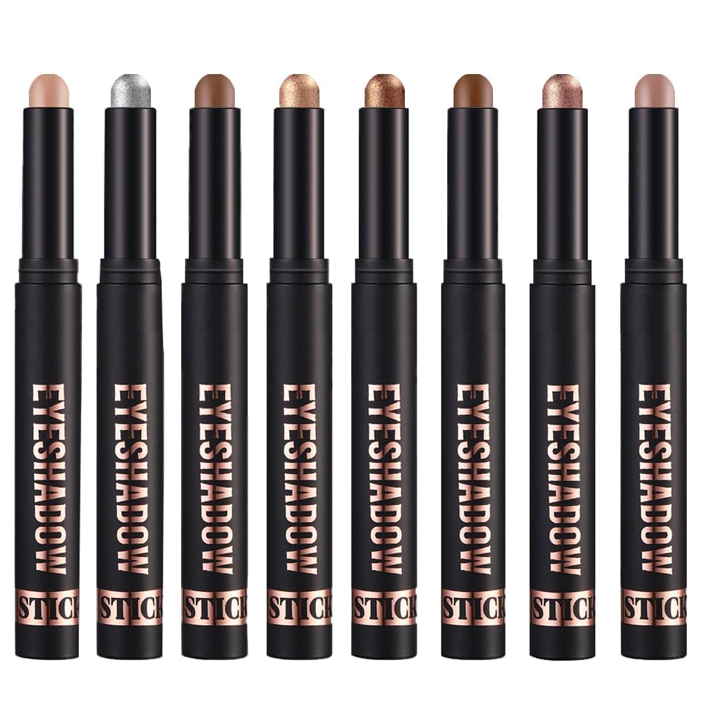 Cienie do powiek w sztyfcie, 6 x 2g Zestaw ołówków do cieni do powiek z brokatem i matowym, Eye Shadow Stick w kremie, łatwy w użyciu, tworzy kredki do oczu i długotrwały makijaż oczu (zestaw A)