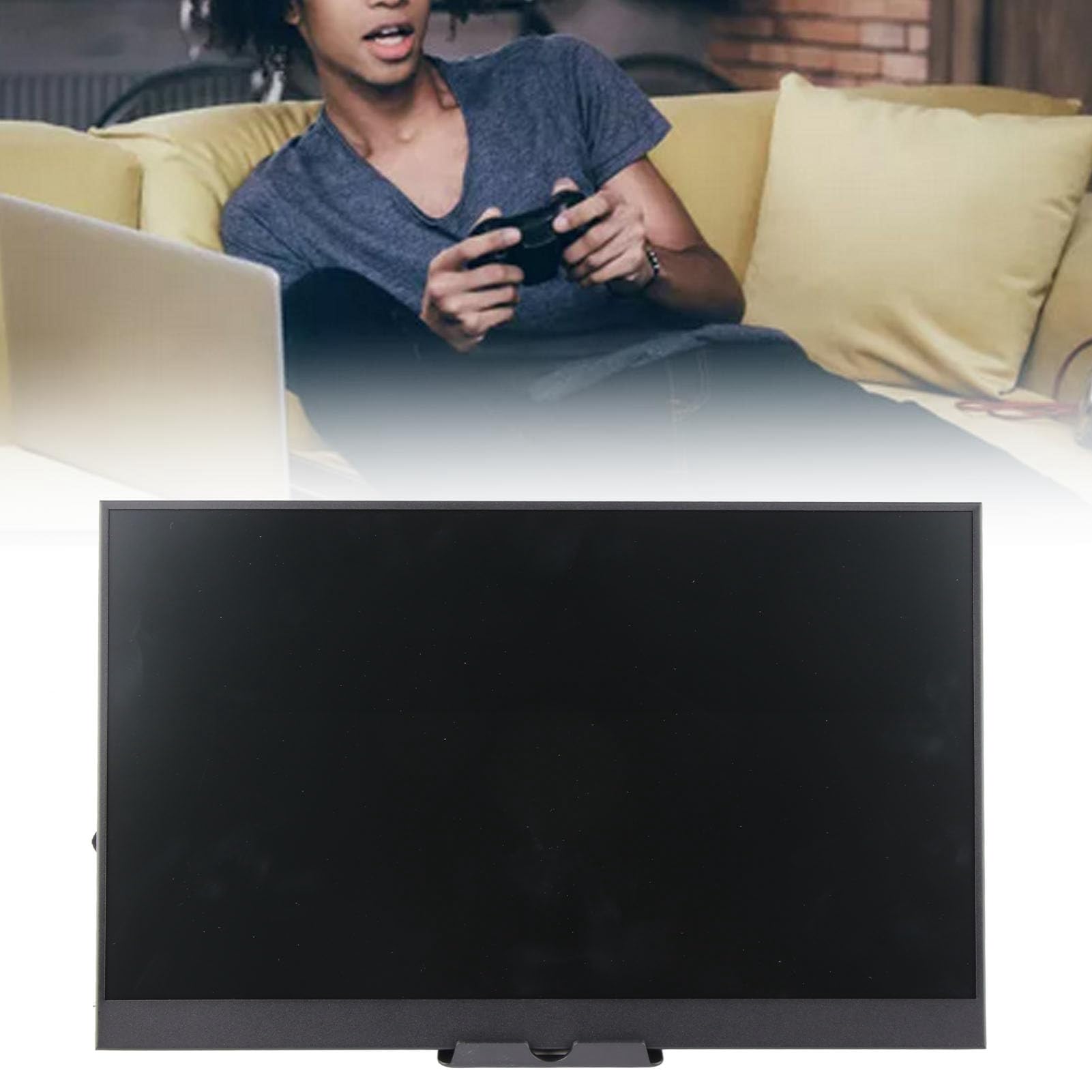 Przenośny Monitor 17,3 Cala, Monitor 16:9 HD USB C do Komputera PC, Laptopa, Wyświetlacz Komputerowy o Rozdzielczości 1600 X 900 z Mini Typu C/3,5 Mm/Micro USB do Gier na Konsolę