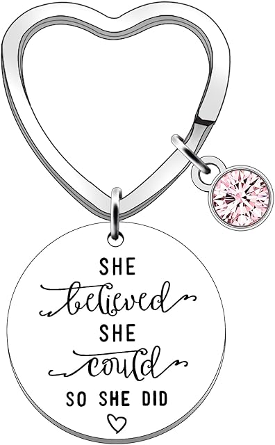 JETTOP Good Luck Gifts Keyring - Congratulations Gifts for Women Girls Inspirational Exam Gifts University Gifts She Believed She Could So She Did