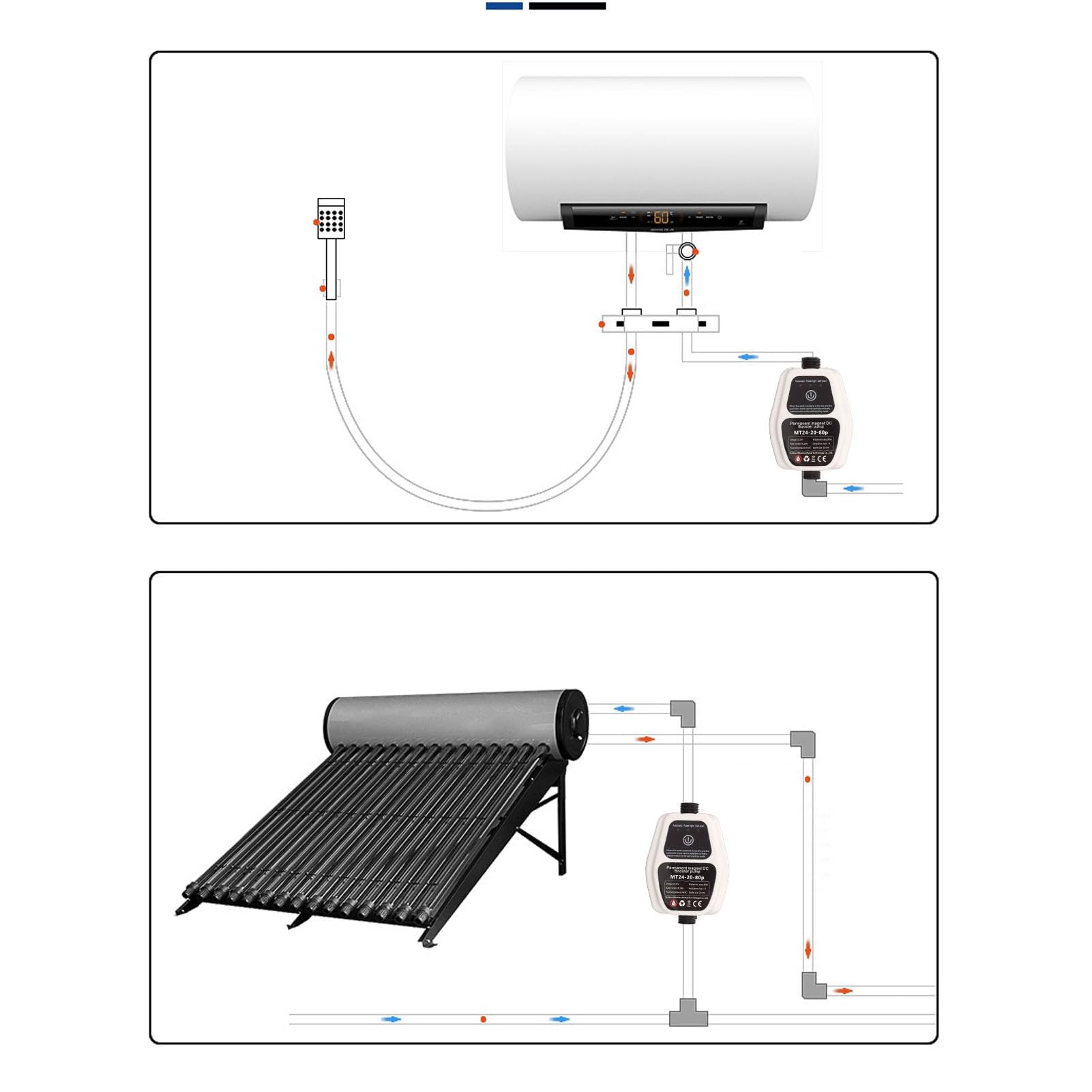 Bomba de Refuerzo de Presión de Agua Automática, 80Pa, Recirculación de Ducha, CC, Interruptor de Presión para el Hogar y Baño (EU)