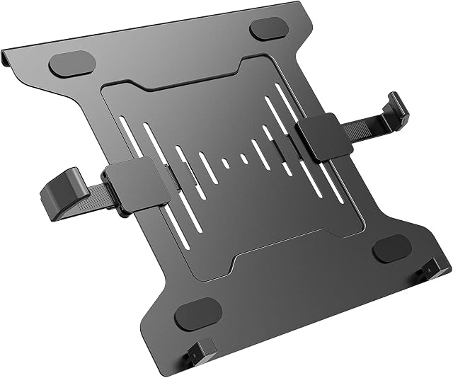 WALI Universal Adjustable Laptop Mount Holder for Notebook up to 15.6 inch, Adapt to Mounting Holes 75mm and 100mm, with Vented Cooling Platform Tray (MLP02)