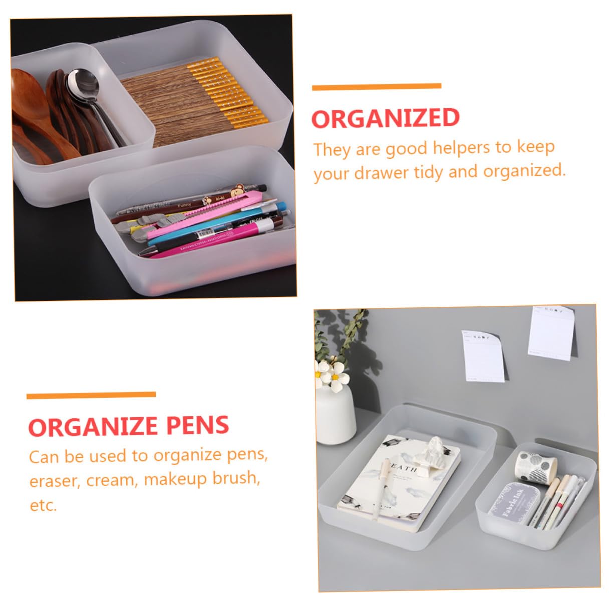Cabilock 18 PCS Bandejas de Cajones Transparentes Organizador Dividores de Cajones Transparentes Dividores Caderanes Bandeja de La Bandeja Bandejas de Plástico