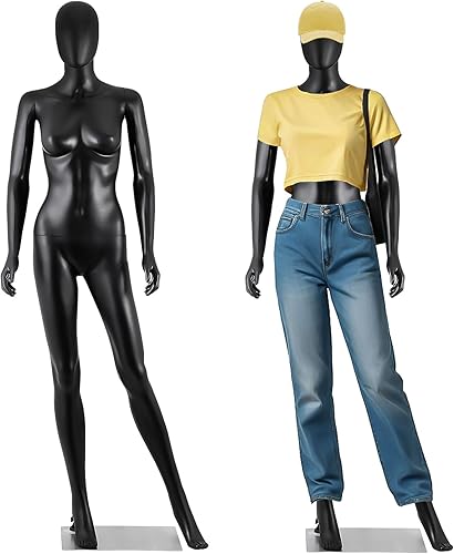 ZENY Maniquí femenino de cuerpo completo con forma de vestido de maniquíes ajustables de 70 pulgadas, modelo de vestido de maniquíes desmontable con