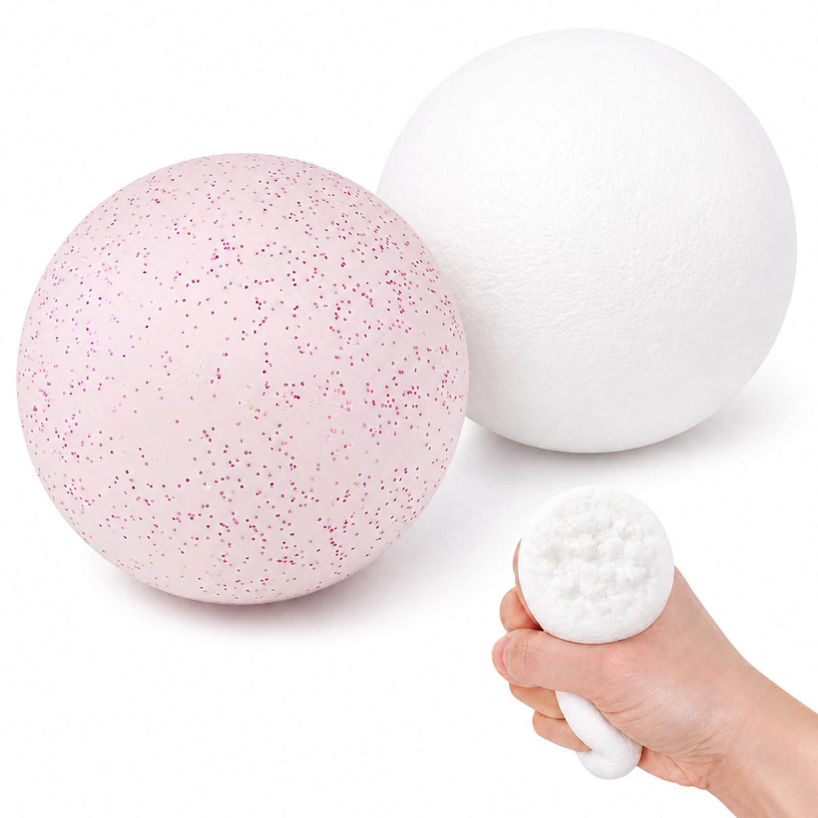 suction 2 PCS Snowball Squishy, Squishy Ball, Delightful and Charming, Ideal for Home, Office Desk Decor and Decoration Enthusiasts, Pink and White