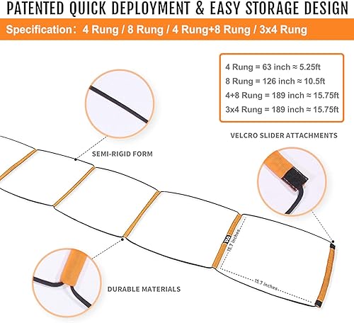 Miniatura 2 de ALPHAWORX Escalera de agilidad equipo de entrenamiento de agilidad escalera de velocidad de fútbol escalera de entrenamiento para niños y adultos