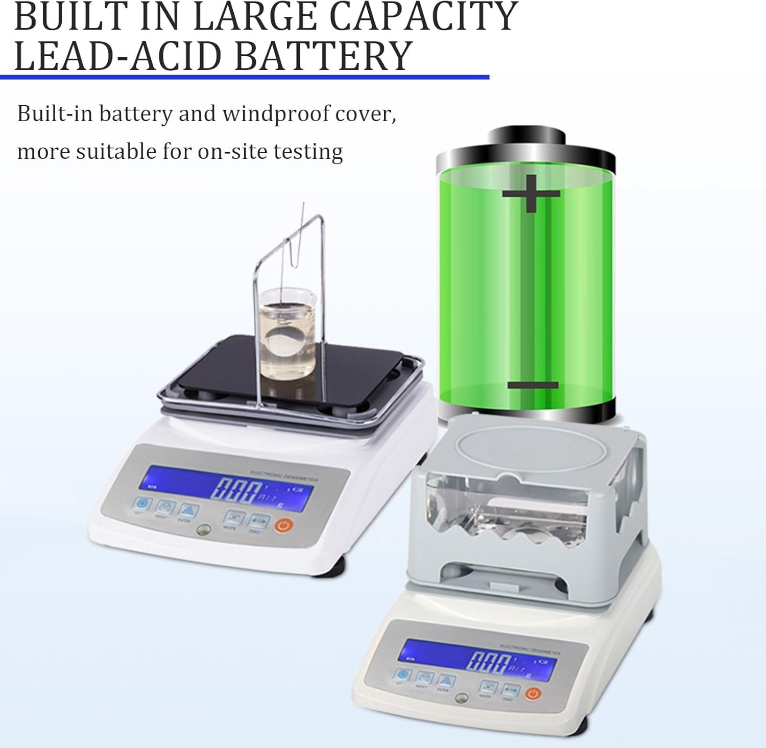 Densimètre électronique 0,001 g/cm3, hydromètre électronique multifonctionnel for solides/liquides, données imprimables, pesée maximale : 300 g, écran LCD, suivi automatique du zéro