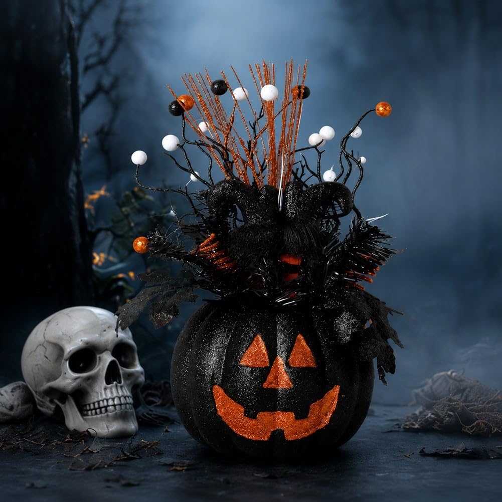 Calabaza Negra Halloween 38cm Plástico Realista Calabaza Negra
