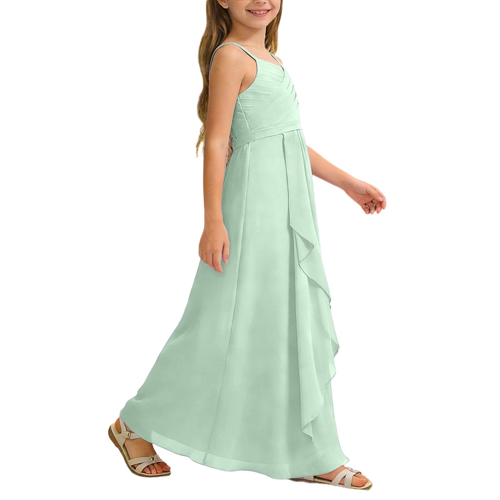 Robe d'été pour fille - En mousseline de soie fluide - Pour demoiselle d'honneur - Robe de mariage - Robe de fête
