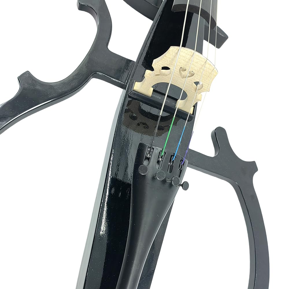 Elektrisches Cello-Set für Anfänger (inklusive leichter Cellophan-Tasche, Stereo-Kopfhörer, Premium-Cellobogen, Brücke, Kolophonium) für erwachsene Schüler (03)