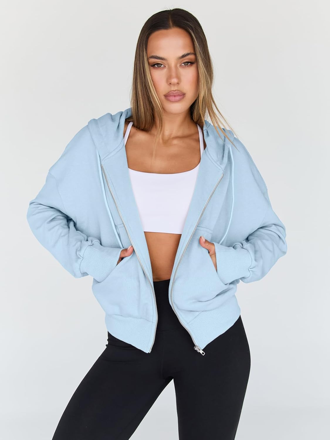 Trendy Queen Hoodies for Women Full Zip Up Cropped Sweatshirts Jackets Casual Comfy Gym Tops Fall Outfits Winter Clothes 2026
