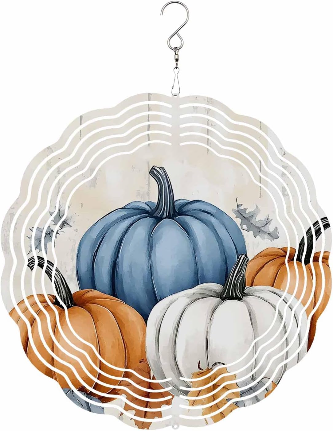 Fall Wind Spinners for Yard and Garden Orange Blue Pumpkin Wind Spinner Autumn Harvest 3D Metal Stainless Steel Wind Sculptures Chimes Outdoor Patio Fall Thanksgiving Hanging Decor 10 Inch