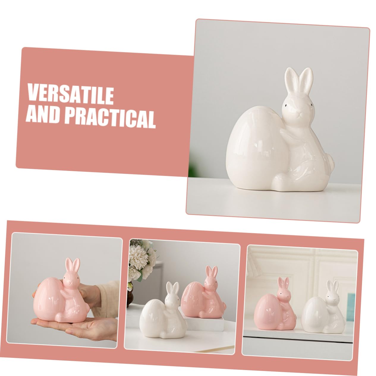 ABOOFAN 2 Pezzi Di Portaconigli Pasquali in Ceramica Fatti A Mano Ornamenti Decorativi Per Il Soggiorno Statuette Di Animali Non Verniciate Decorazioni Pasquali