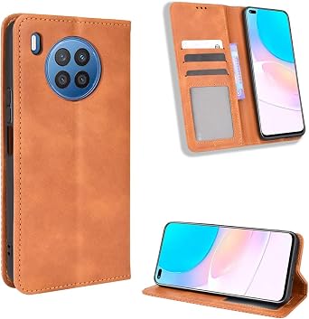 Case for Huawei Nova 8i Case Cover,Case for Honor 50 Lite Leather Case,Case for Huawei Nova 8i NEN-L22F Case PU Leather flip Cover Brown