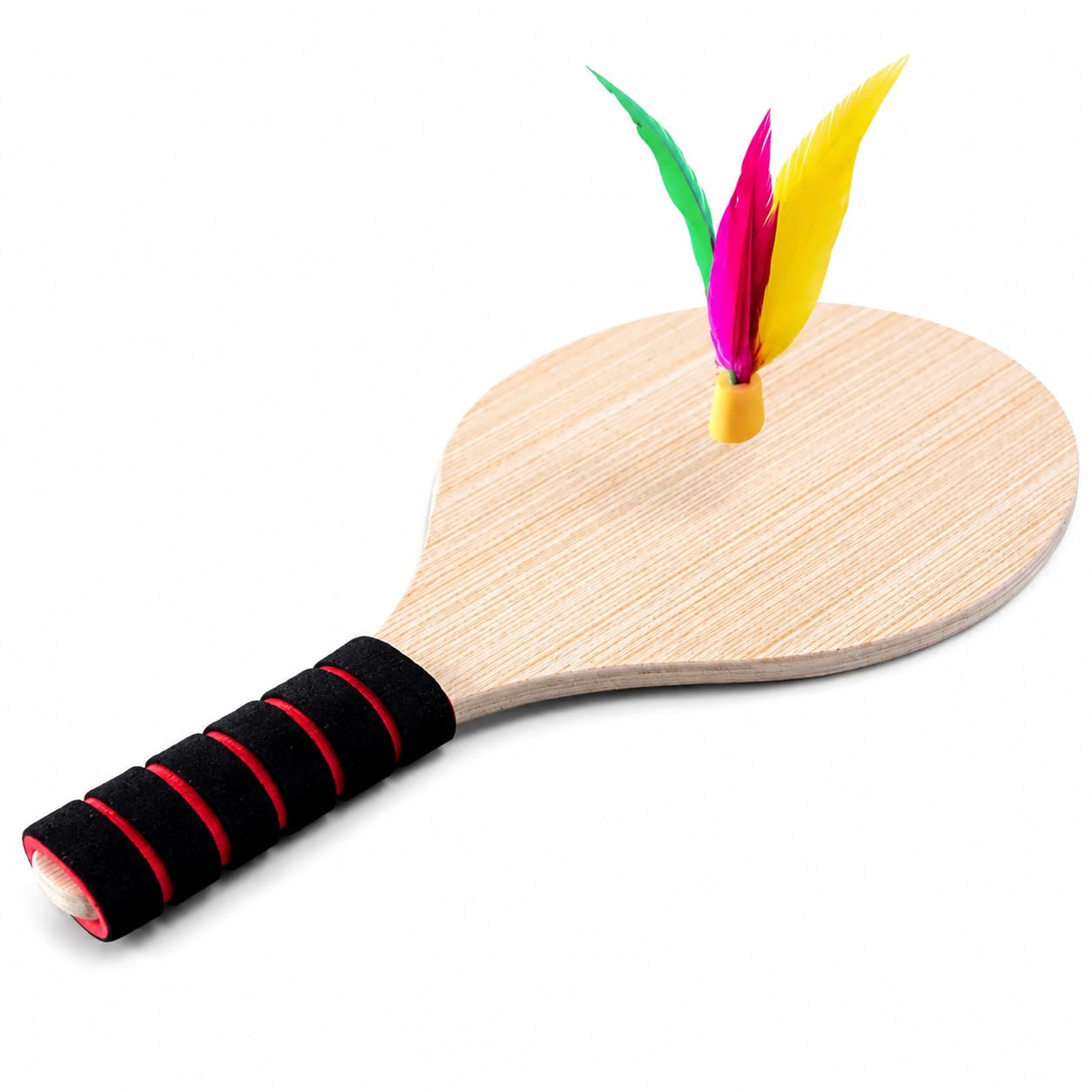 Wooden Badminton Racket for Kids & Adults, Indoor/Outdoor Solid Wood Shuttlecock Paddle for Fitness Training Oak Racket 2pcs + 2 Small Balls + Storage Bag-image-9