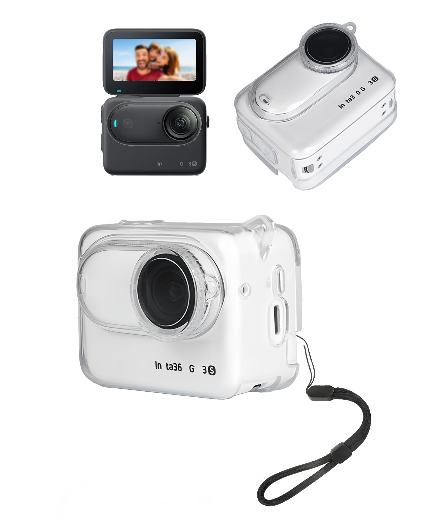 Etui na Insta360 GO 3S silikonowe etui na aparat sportowy, trwała i przyjazna dla środowiska torba na aparat sportowy z precyzyjnymi otworami i kompatybilnością ładowania, przezroczyste