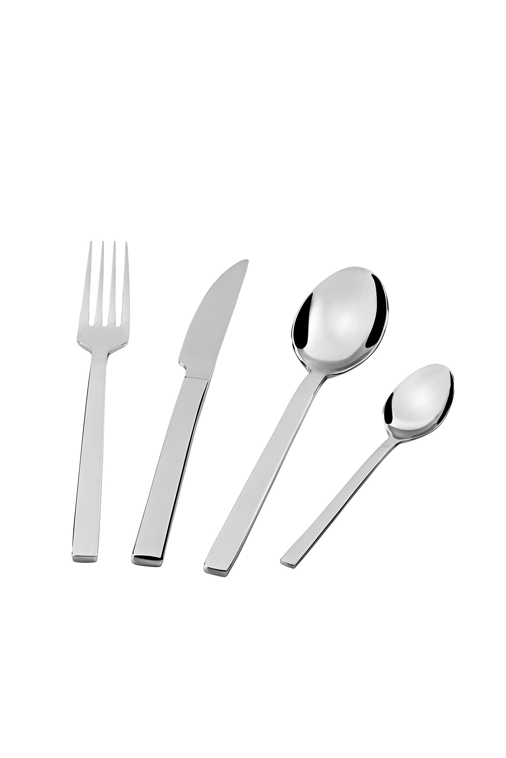 Barazzoni, Juego de cubiertos de mesa modelo Zafiria, versión satinada, monobloque de acero inoxidable 18/10, para 6 personas, 24 piezas