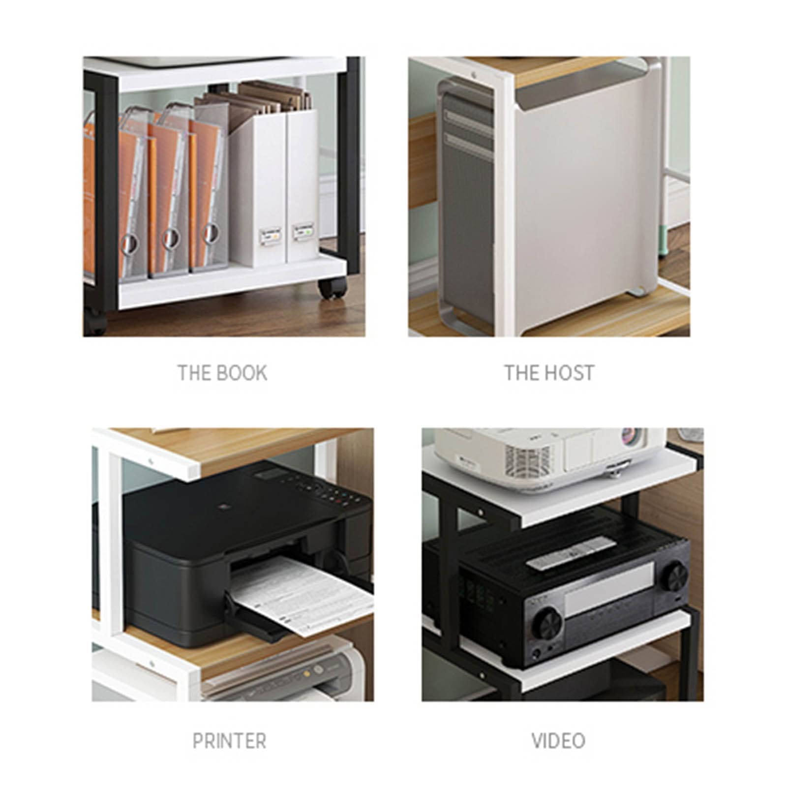 Supporto per stampa Stand da stampante mobile a 3 livelli con pavimento rotolare il trituratore di banca PC STANDO STANDO RECOLO RECOLO REGOLABILE Host su ruote for le forniture for ufficio Scanner fa