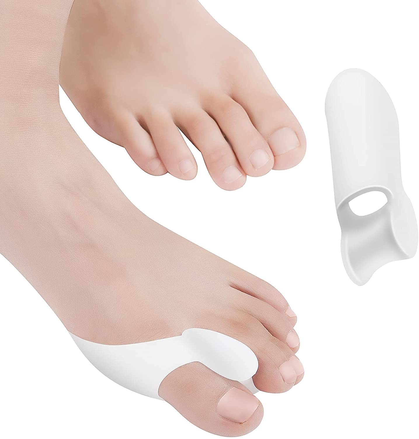 Wawasia Big Toe Separator and Bunion Protectors, Gel Bunion Pads & Bunion Corrector Toe Straightener Spreads Big Toe Straightens Overlapping Toe Relief Bunions, Calluses Pain, 2 Pcs
