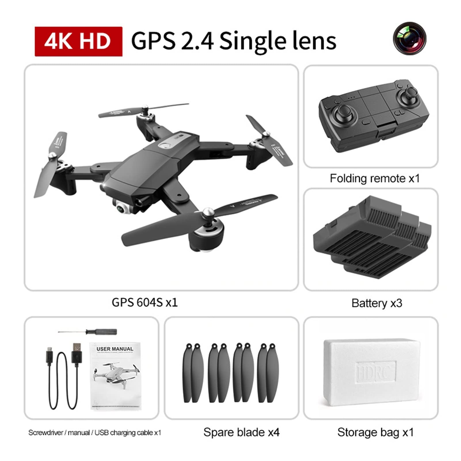 S604 PRO 6K Drone GPS 5G Wifi 4K Podwójna kamera o wysokiej rozdzielczości Silnik bezszczotkowy FPV Profesjonalne drony do fotografii lotniczej (Kolor: 4K 3B BOX)