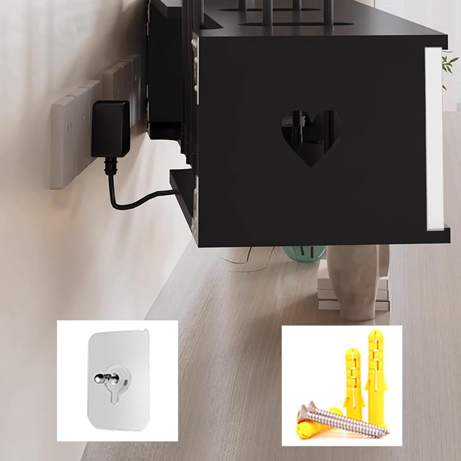 WiFi Router Storage Box Wooden Router Shelf Two-Way Use Creative Design Large Capacity Cab