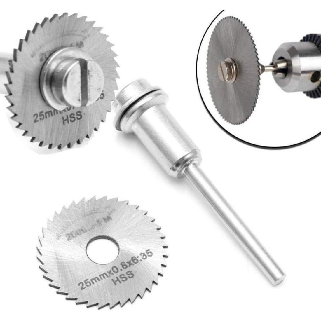 DIY Crafts 6 Pcs HSS Circular Saw Blade Set for Metal Rotary Tools (5 Blades & 1 Extention Rod) Rotary Tool Cutting Discs (Sytle No # 7, 5 Blades 1 Mandrel) 2