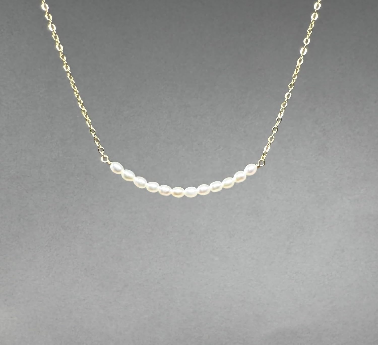 Gold Fill White Curved Bar Cultured Freshwater Pearl NECKLACE or BRACELET- Simple Minimalist Delicate Everyday Also available with Pink and Gray Pearls