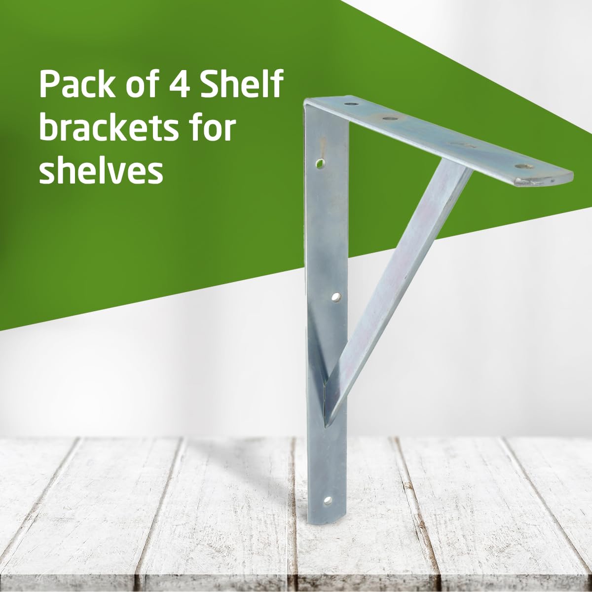Amig, Pack of 4 Shelf Brackets Color Silver, Bracket for Shelves 300 x 225 mm, Heavy-Duty Steel: up to 260 kg - Image 2