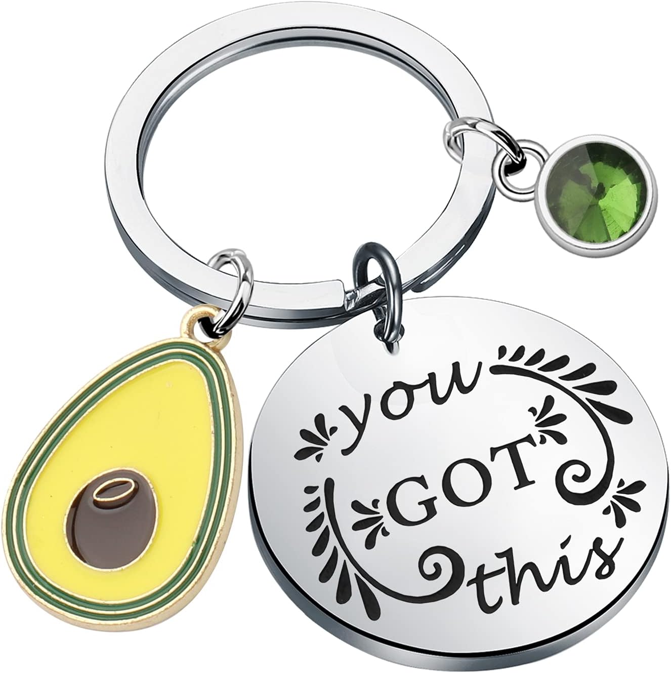 GenericAvocado Keychain Avocado Lover Gifts Avocado Funny Gifts You Got This Inspirational Gifts Avocado Pendant Key Chain Avocado Themed Gifts, L, Stainless Steel,