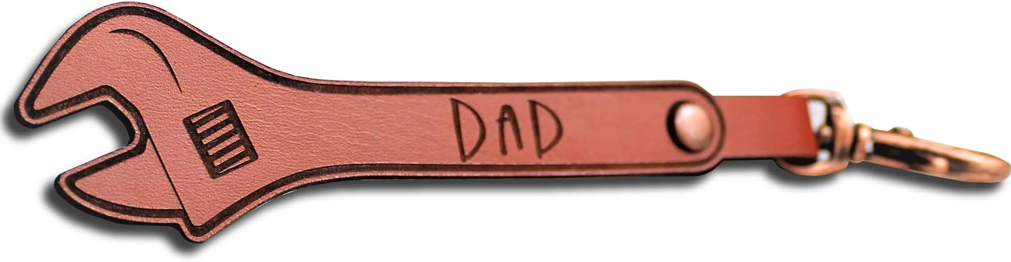 Personalised Dad Keyring Leather Spanner