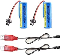 Vista 8 de KBT Paquete de 2 Baterías de Litio de 7.4V con Enchufe SM-3P, 600mAh Batería RC Recargable con 2 Cables de Carga USB para DE82 TK3086B G20601 RC Toy