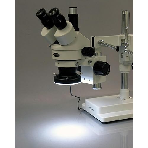 Miniatura 5 de AmScope Luz de anillo de microscopio LED-64-ZK con adaptador, blanco