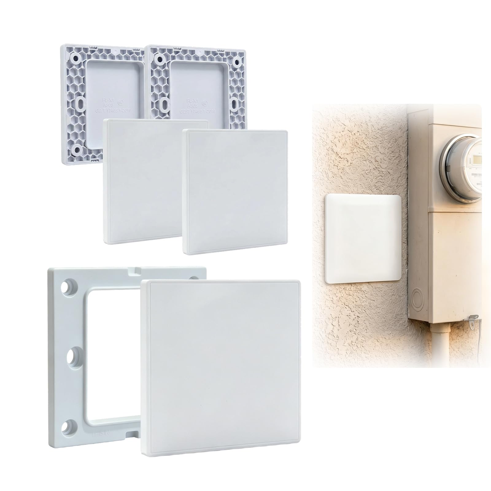 Tapa Ciega Enchufe Pared, Tapa Registro Electrico de 8,6 x 8,6 cm, Cubierta Ciega Empotrada de Plástico Sin Tornillos, Compatible con Enchufes o Interruptores No Utilizados (Blanco, 4 Unidades)