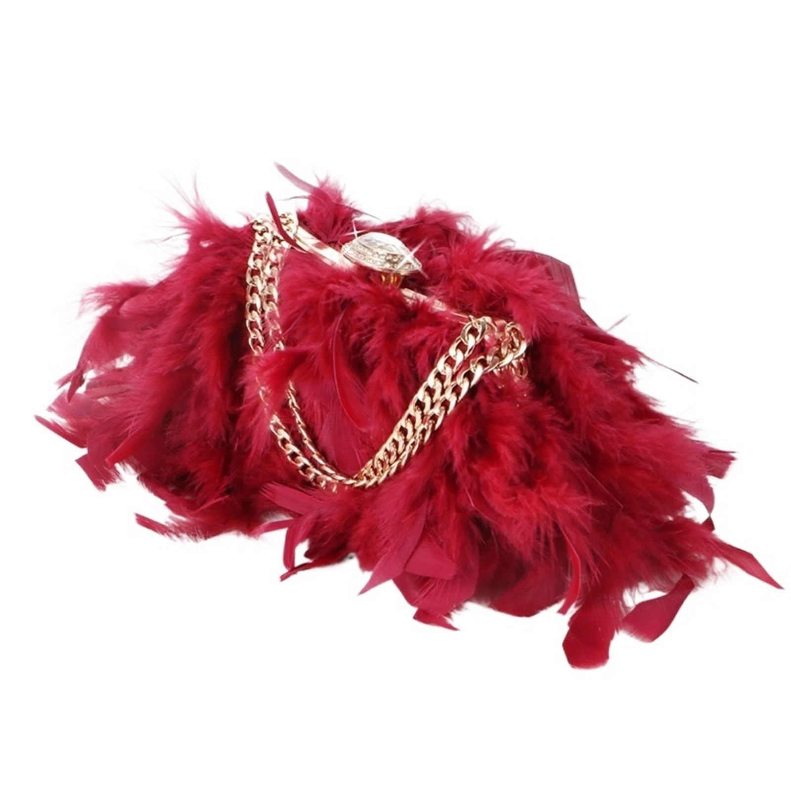 Clutch-Tasche Diamant Set Abendtasche Feder Transparent Kristall Stein Box Handtasche Damen Handgemachte Party Brieftasche(Red)