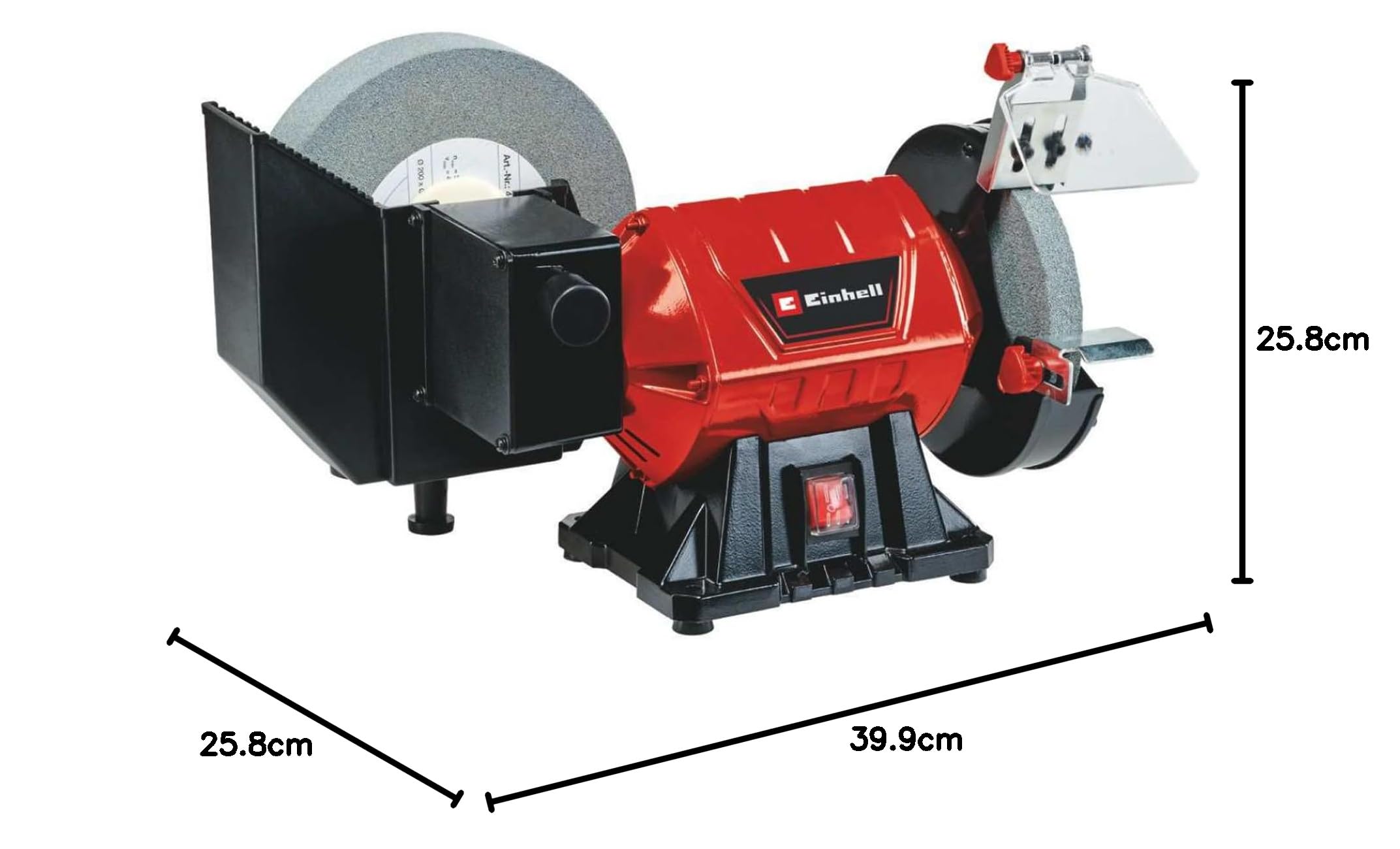 Einhell Touret d’affûtage TC-WD 200/150 (250 W, pare-étincelles) Livré avec meule à gros grains et meule à eau