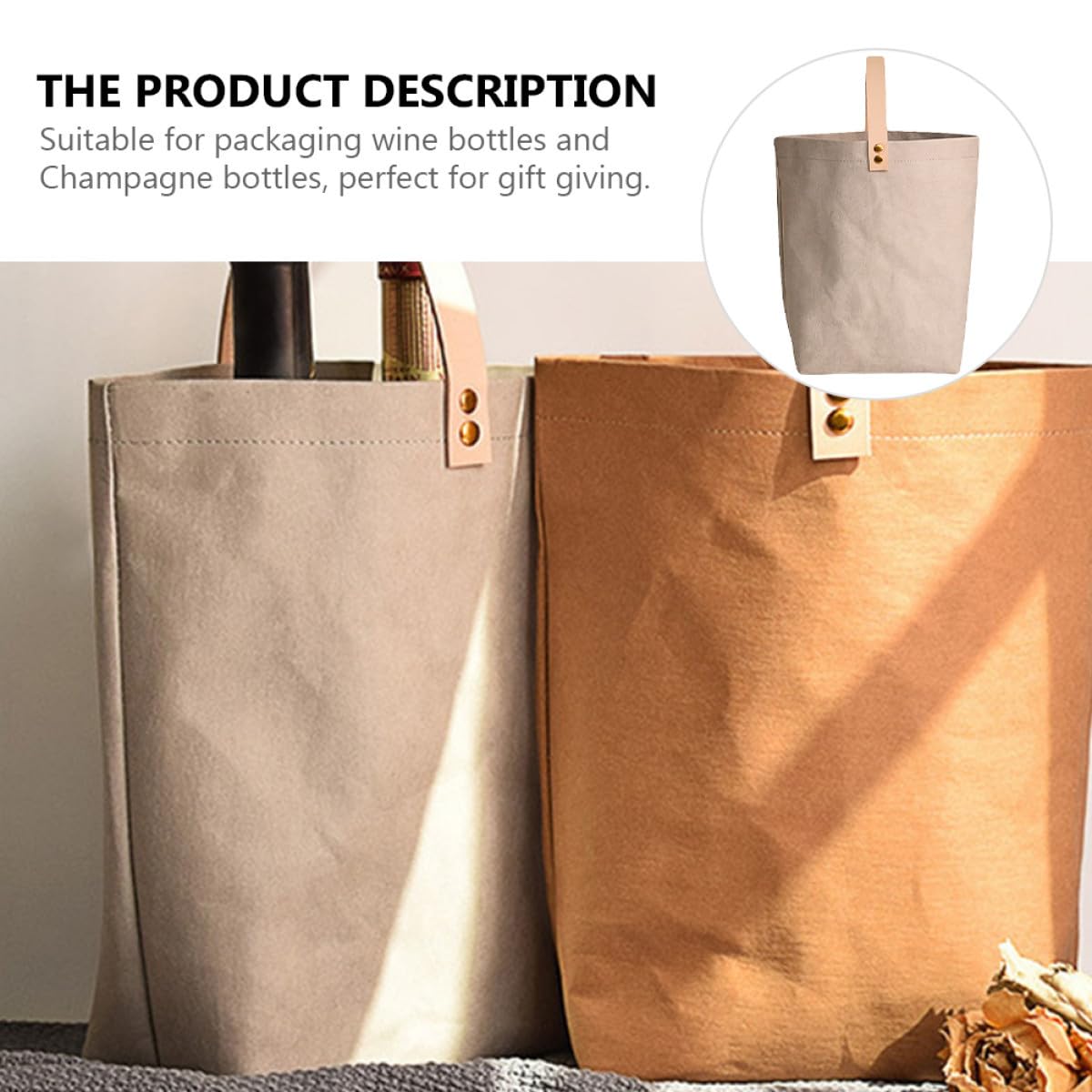 Cabilock 2piezas Bolsa Kraft Reutilizable Para Botellas De Para y Celebraciones