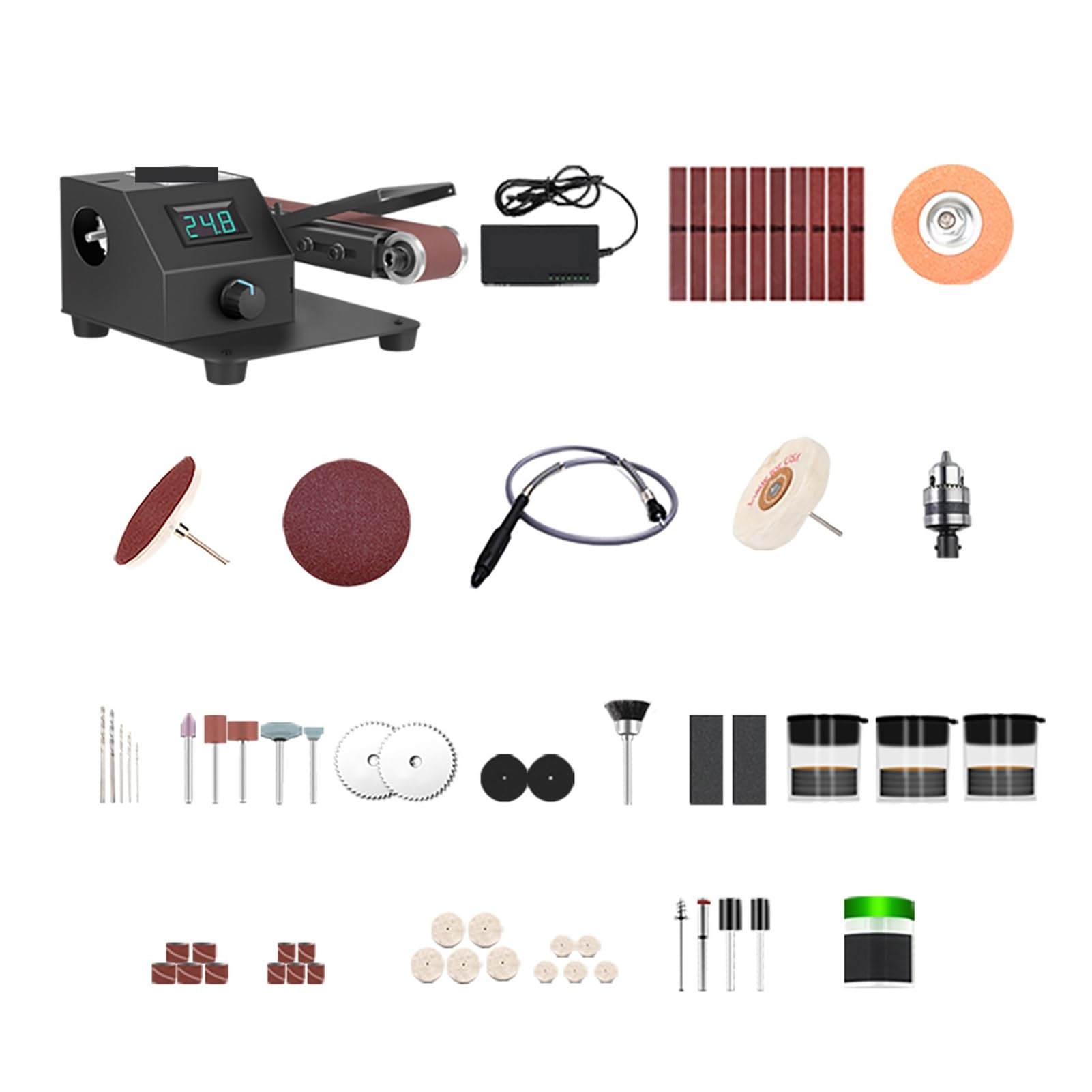 Polerka, szlifierka oscylacyjna, 350W mini szlifierka taśmowa elektryczna szlifierka szlifierka polerska szlifierka szlifierka mała szlifierka taśmowa z paskiem 30MM do szlifowania, polerowania(Set1)