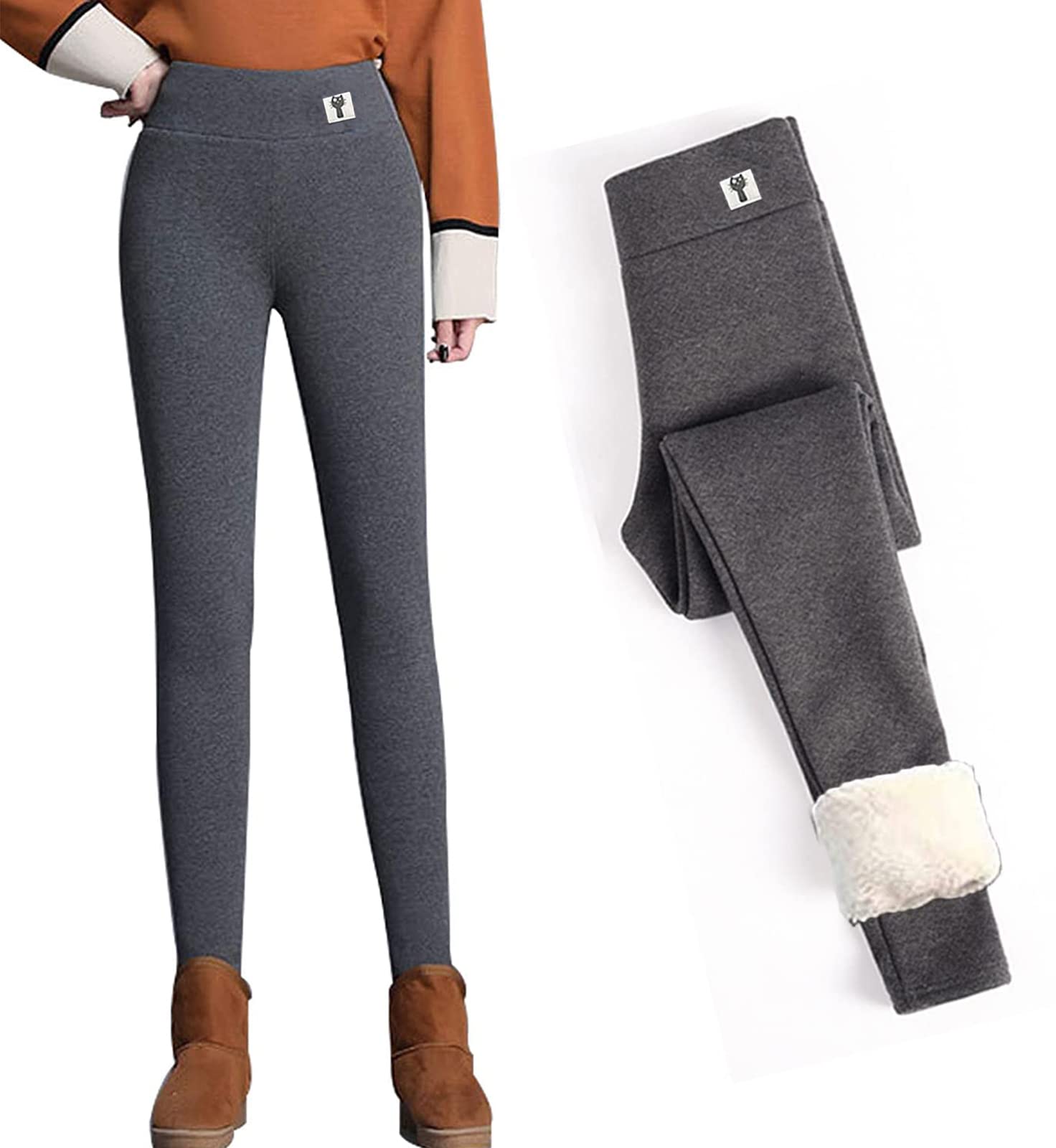 Leggings Lined Women's Winter Warm Thermal Leggings Inner Fleece Thermal Leggings High Waist Thick Fleece Trousers Slim Stretch Trousers Winter Leggings Sports Trousers for Women