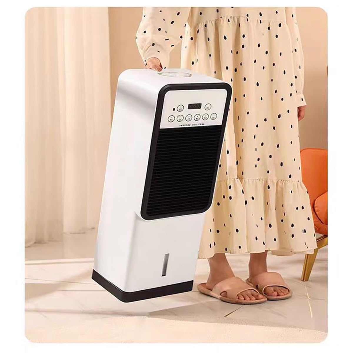 Climatiseur Portable 2-en-1 Refroidissement Chauffage Silencieux 36-45dB, 1.8kW 220V, Oscillation Air, Minuterie, Réservoir 4.1-6L avec Cristaux Rafraîchissants pour Maison et Bureau