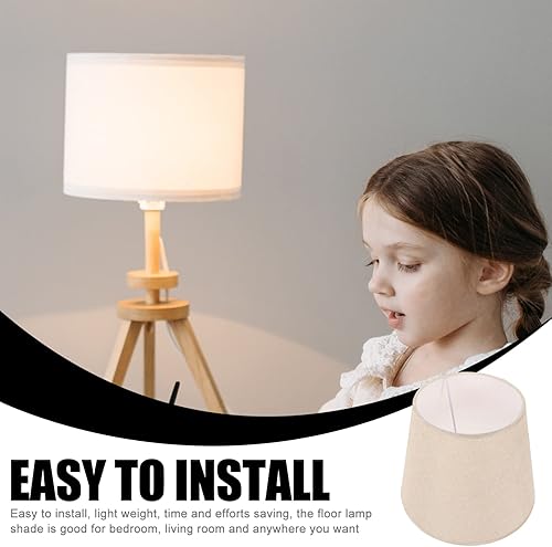 Miniatura 5 de OSALADI Pantalla de lámpara pequeña con clip de tela de barril con clip para lámpara de mesa, lámpara de pie de pared, pantalla de repuesto beige
