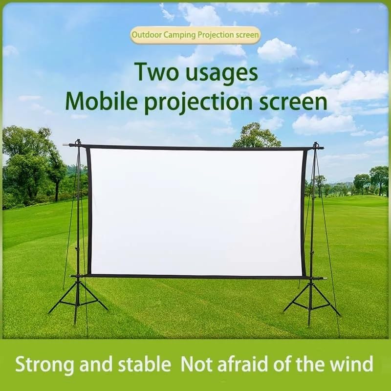 Pantalla de proyector portátil plegable doble soporte 120 pulgadas miniatura 2