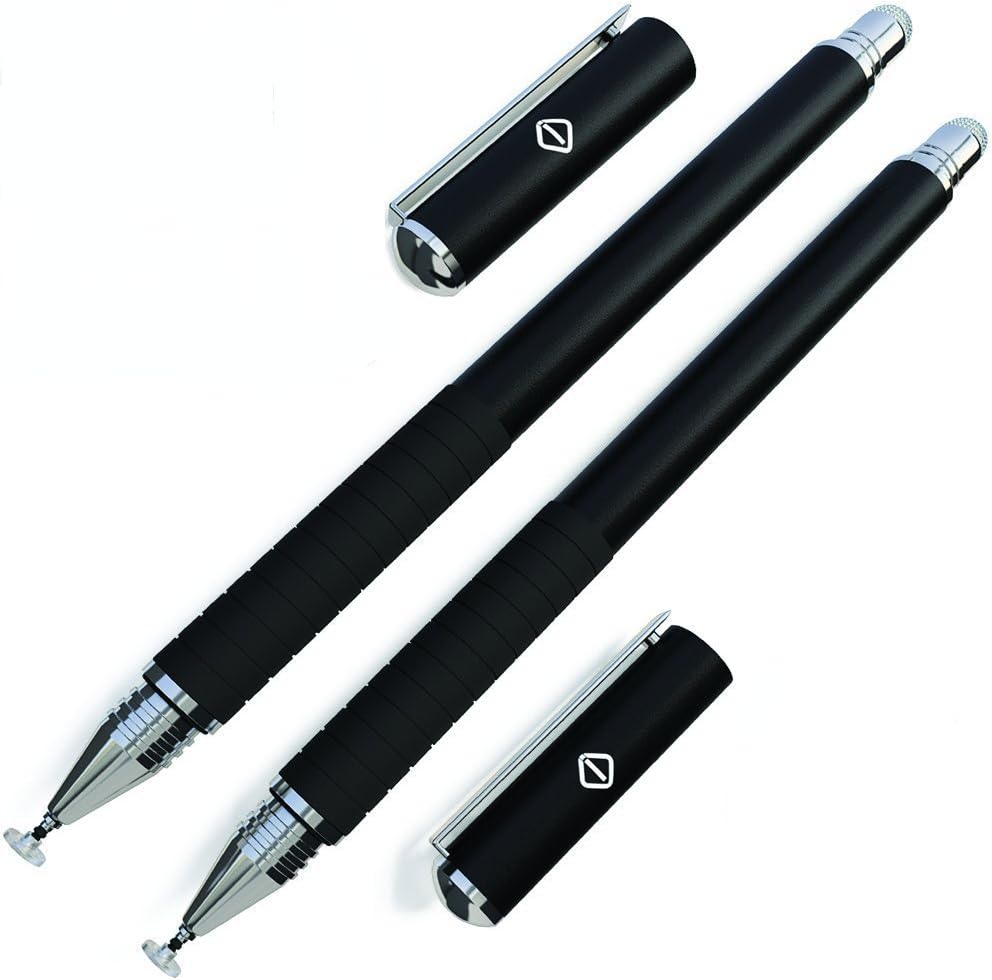 2 in 1 Disc Precision Series Stylus/Styli Bundle with [1 Replaceable Fiber & Disc Tips] Stylus for iPad Pro/Air Samsumg Glaxy Tablets Touch Screen Devices (Black)