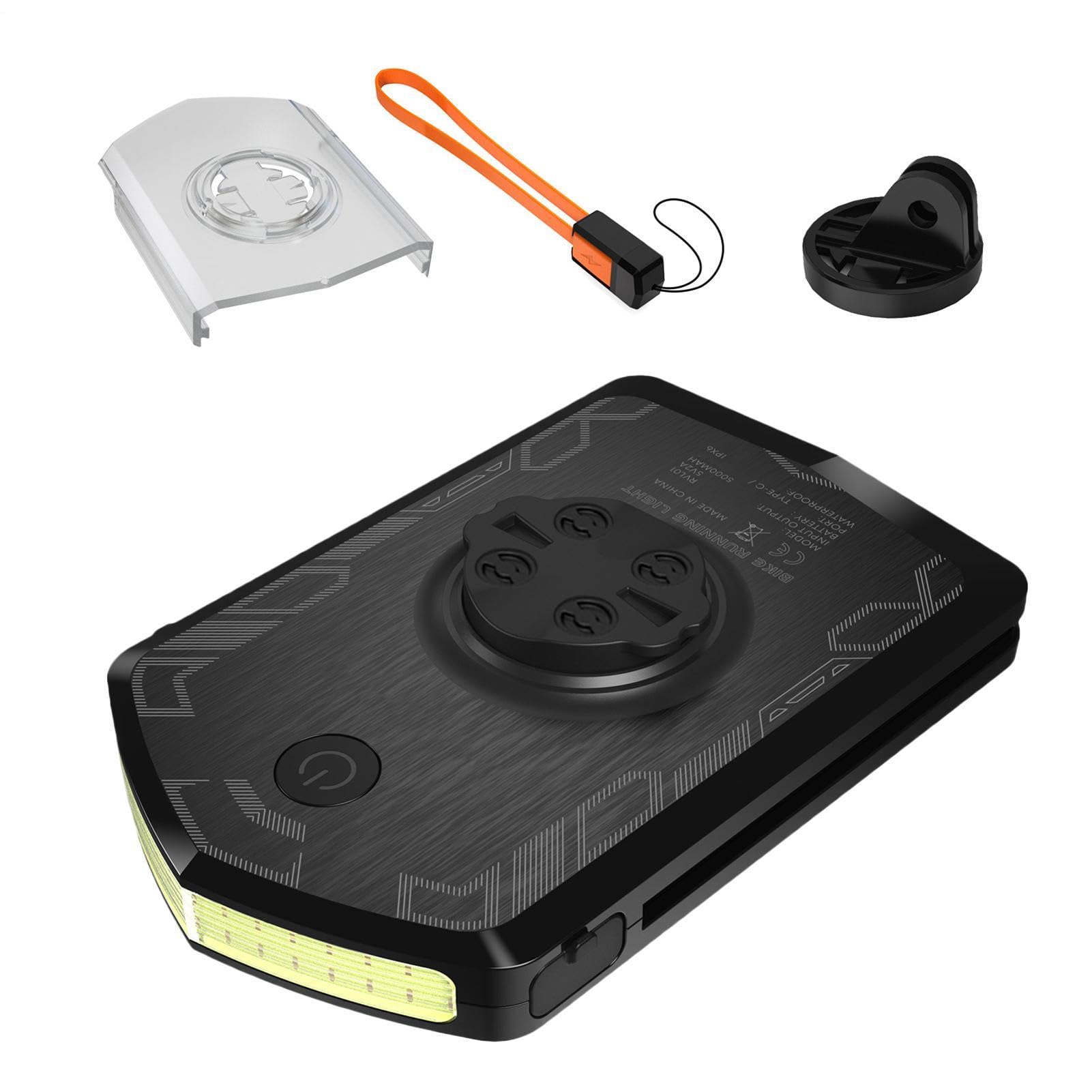 Faro notturno per ciclismo, Lampada impermeabile IPX6, Alta luminosità con | supporto tachimetro, Dispositivo ricaricabile con modalità di avvertimento, Accessorio per bici da 6,1 x 9,5 x 1,9 cm