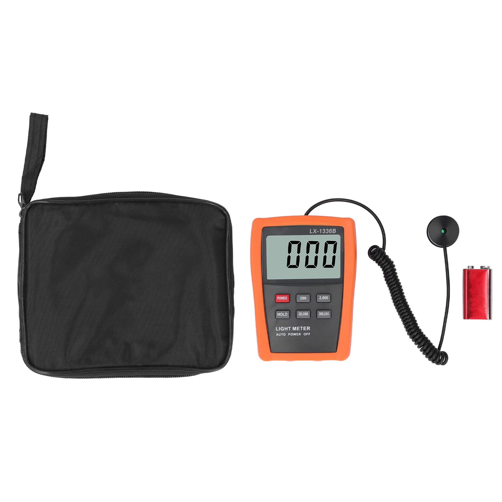 Medidor de Luz Digital LCD, Medidor de Luz de Iluminancia ABS con Sensor de Fotocélula de Silicio, 10 a 200000 Cd o M2, Retención de Datos, Apagado Automático para Pruebas de Pantalla de