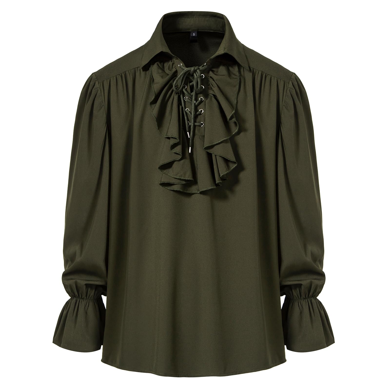 Camisa retro renacentista steampunk victoriana de manga larga con cuello jabot medieval pirata con cordones