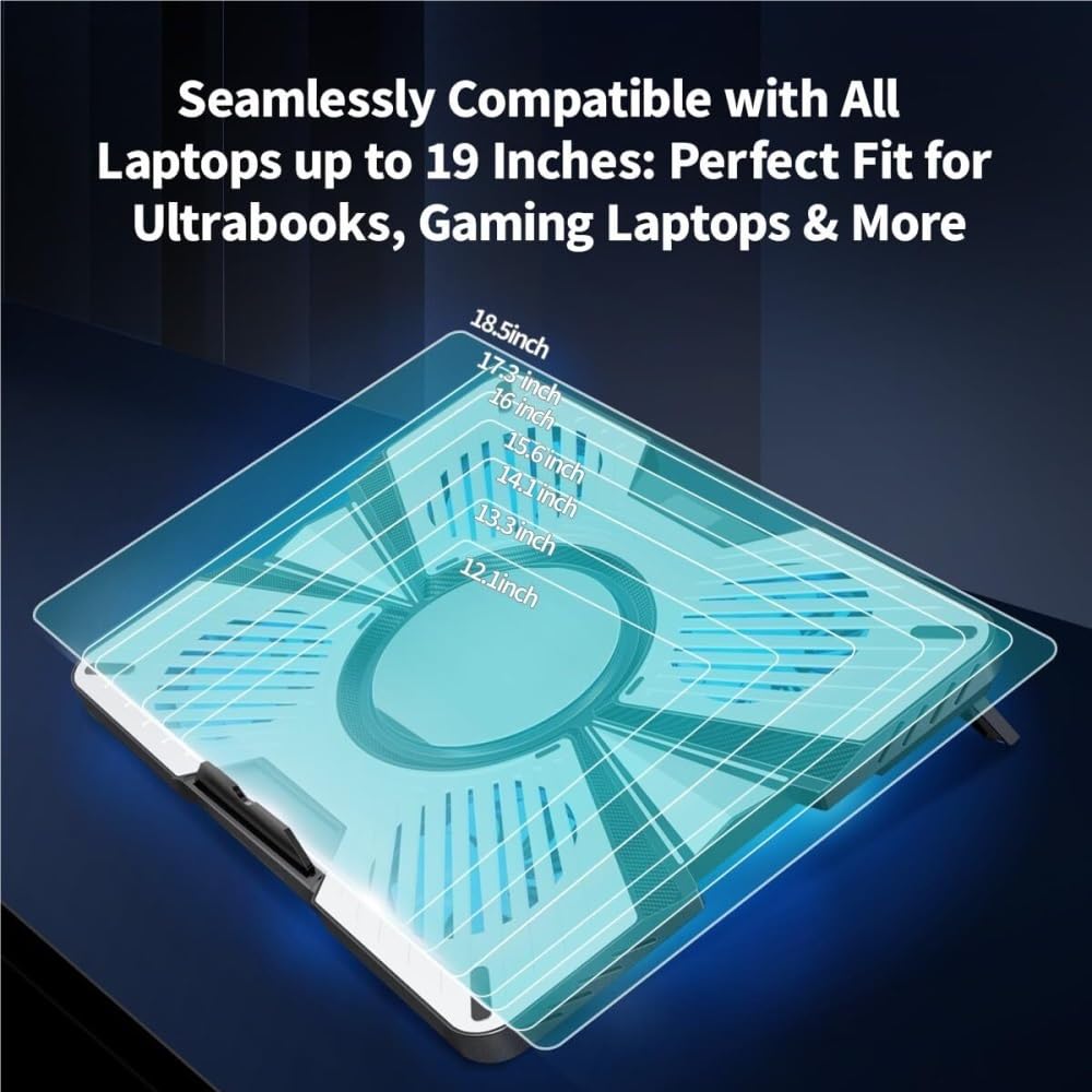 Base di raffreddamento da Gaming Supporto Di Raffreddamento For Laptop 5 Ventole Regolabili In Altezza For Fino A 18, Pollici per PC Notebook